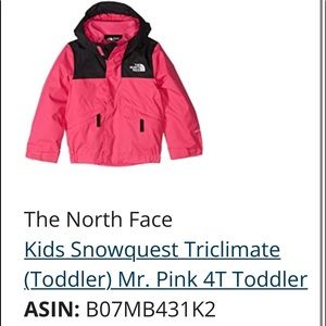 The North Face Toddler Girls 4T Snowquest Triclimate®